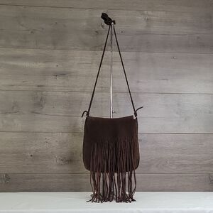 Hobo International Bohemian Brown Fringe Suede Leather Shoulder Bag